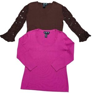 M🌺NEW‼️J.A.C. BUNDLE/LOT/MULTIPLES OF 2 Fuchsia Pink and Brown Sweaters NWOT